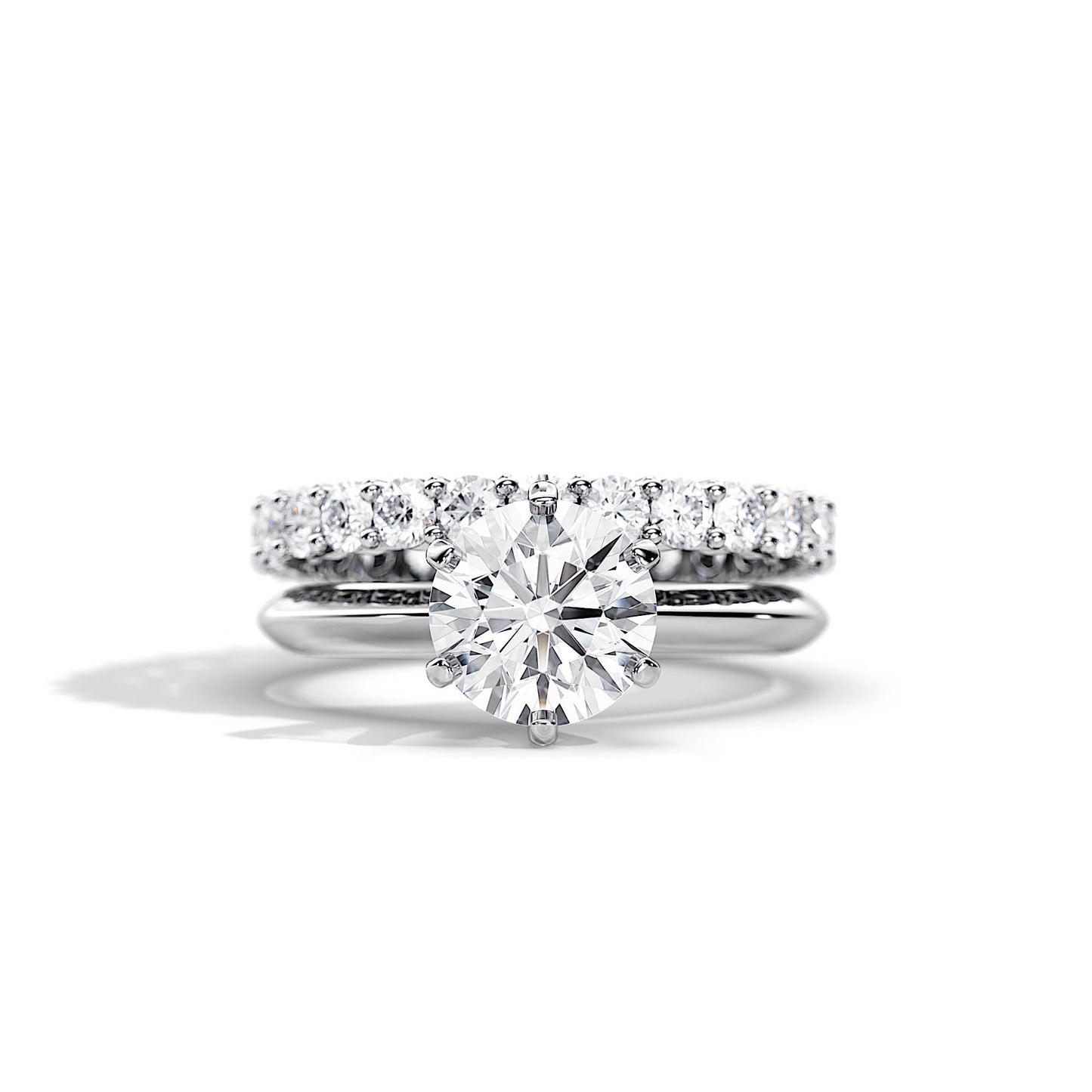 Classic Round Brilliant Diamond Ring With Matching Band