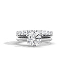 Classic Round Solitaire Diamond Engagement Ring & Half-Eternity Wedding Band Set in White Gold