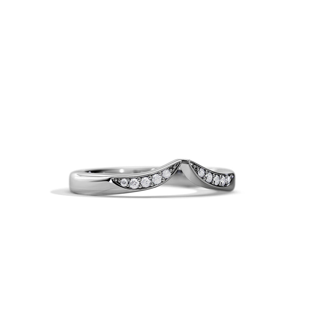 Krishnavii Curved Diamond Ring 14K & 18K Gold | Rose Gold, White Gold, Yellow Gold | Elegant Stackable Wedding Band for Women