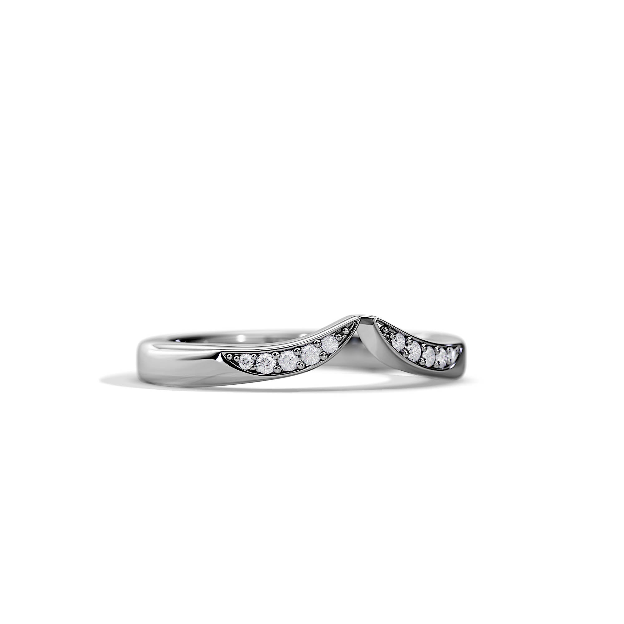 Krishnavii Curved Diamond Ring 14K & 18K Gold | Rose Gold, White Gold, Yellow Gold | Elegant Stackable Wedding Band for Women