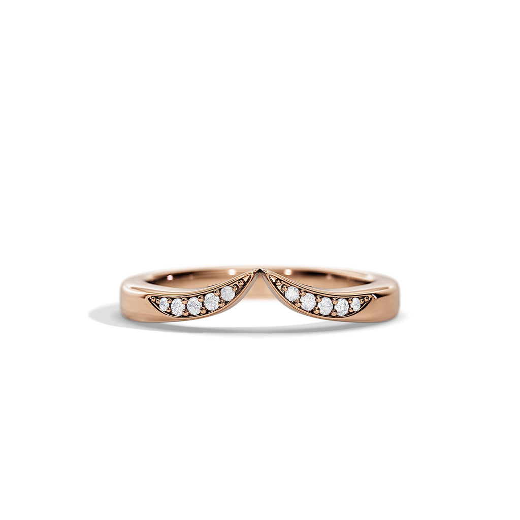 Krishnavii Curved Diamond Ring 14K & 18K Gold | Rose Gold, White Gold, Yellow Gold | Elegant Stackable Wedding Band for Women