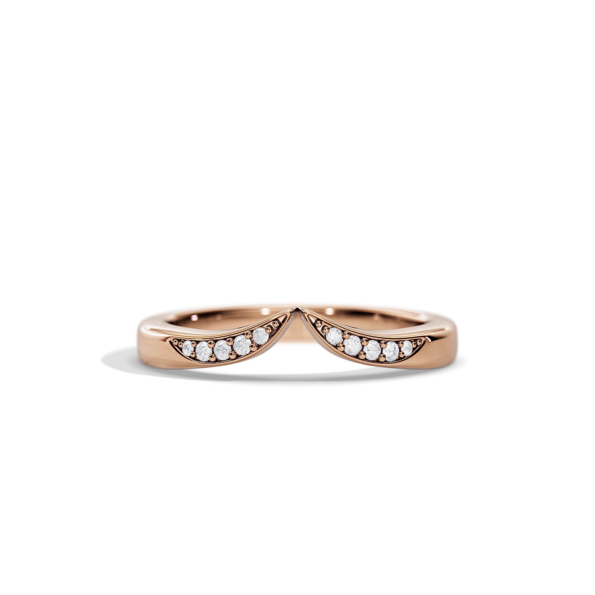 Krishnavii Curved Diamond Ring 14K & 18K Gold | Rose Gold, White Gold, Yellow Gold | Elegant Stackable Wedding Band for Women