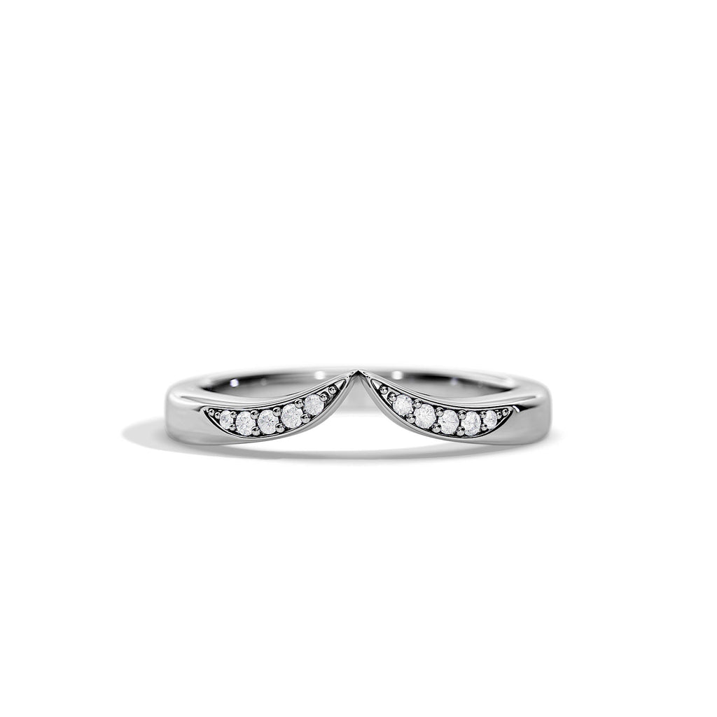 Krishnavii Curved Diamond Ring 14K & 18K Gold | Rose Gold, White Gold, Yellow Gold | Elegant Stackable Wedding Band for Women