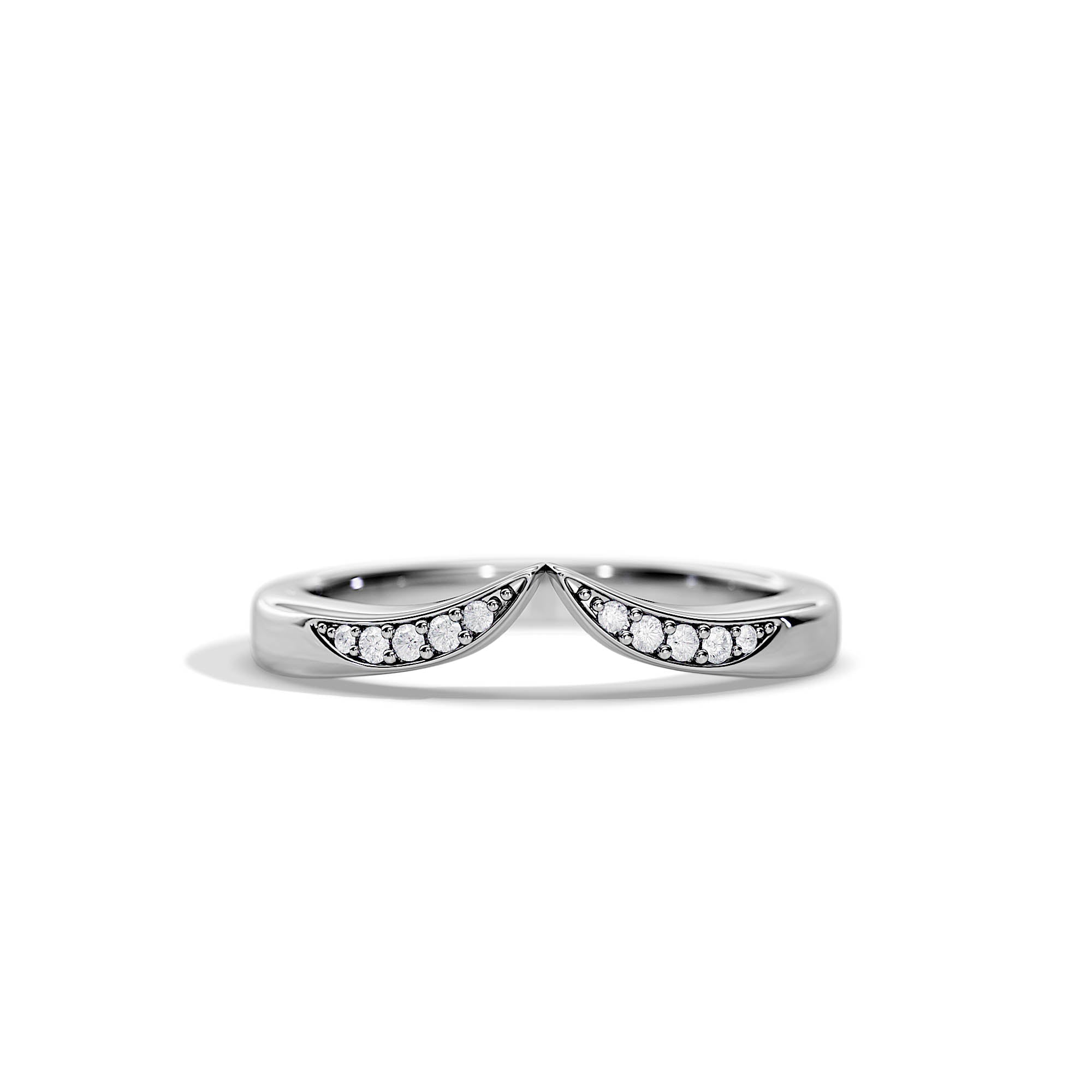 Krishnavii Curved Diamond Ring 14K & 18K Gold | Rose Gold, White Gold, Yellow Gold | Elegant Stackable Wedding Band for Women