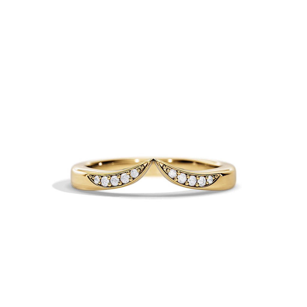 Krishnavii Curved Diamond Ring 14K & 18K Gold | Rose Gold, White Gold, Yellow Gold | Elegant Stackable Wedding Band for Women