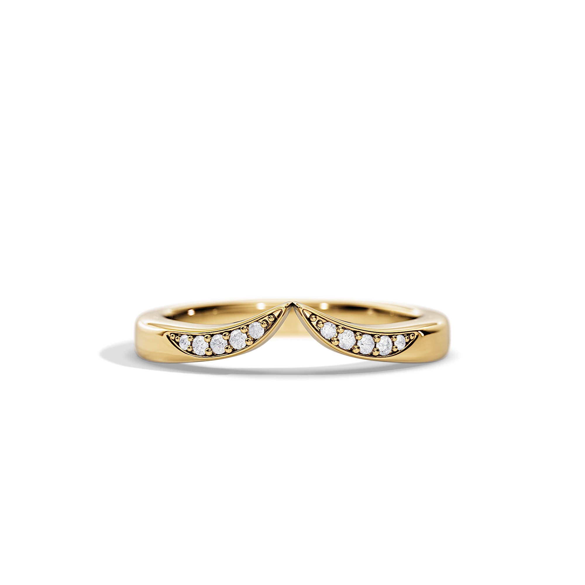 Krishnavii Curved Diamond Ring 14K & 18K Gold | Rose Gold, White Gold, Yellow Gold | Elegant Stackable Wedding Band for Women