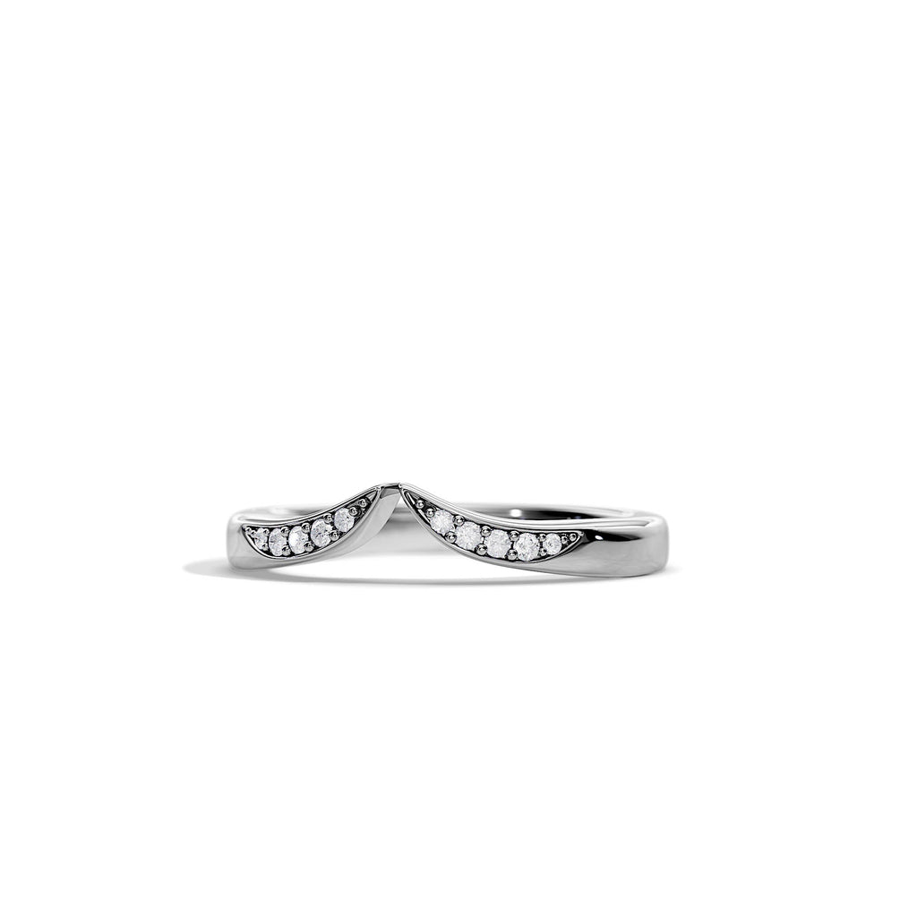 Krishnavii Curved Diamond Ring 14K & 18K Gold | Rose Gold, White Gold, Yellow Gold | Elegant Stackable Wedding Band for Women