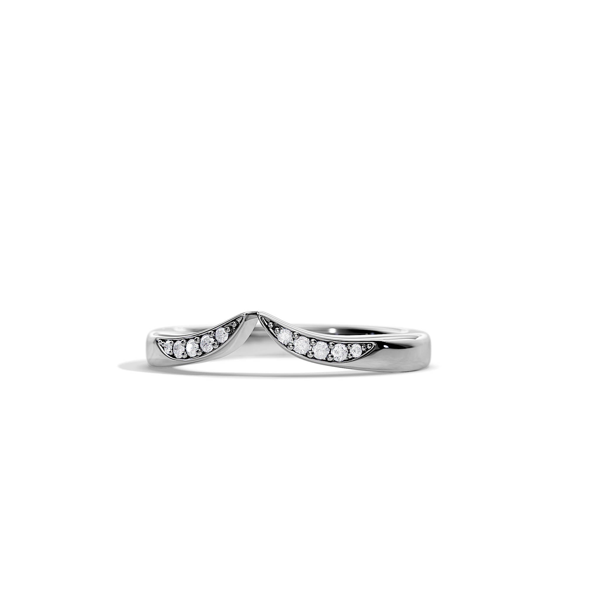 Krishnavii Curved Diamond Ring 14K & 18K Gold | Rose Gold, White Gold, Yellow Gold | Elegant Stackable Wedding Band for Women