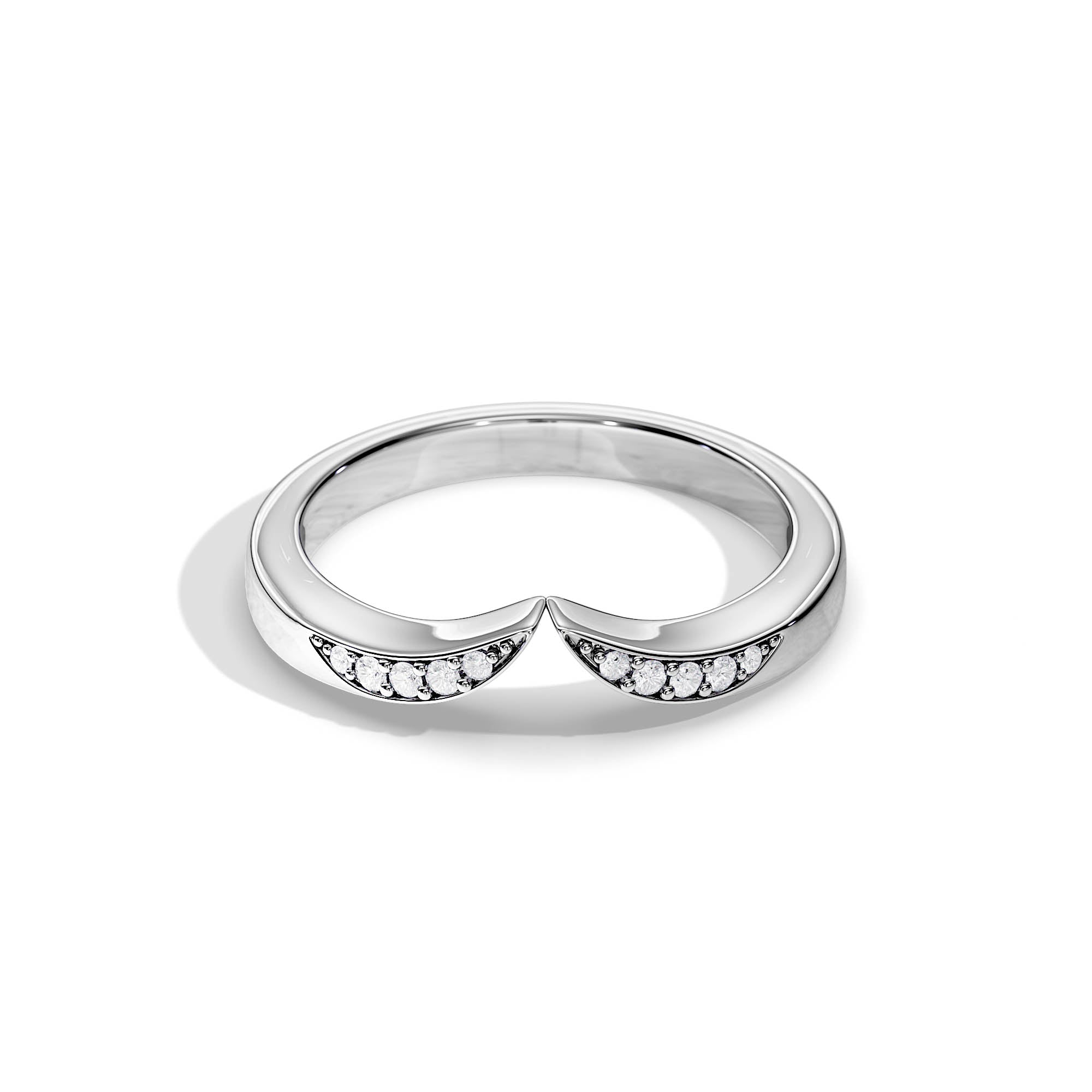 Krishnavii Curved Diamond Ring 14K & 18K Gold | Rose Gold, White Gold, Yellow Gold | Elegant Stackable Wedding Band for Women