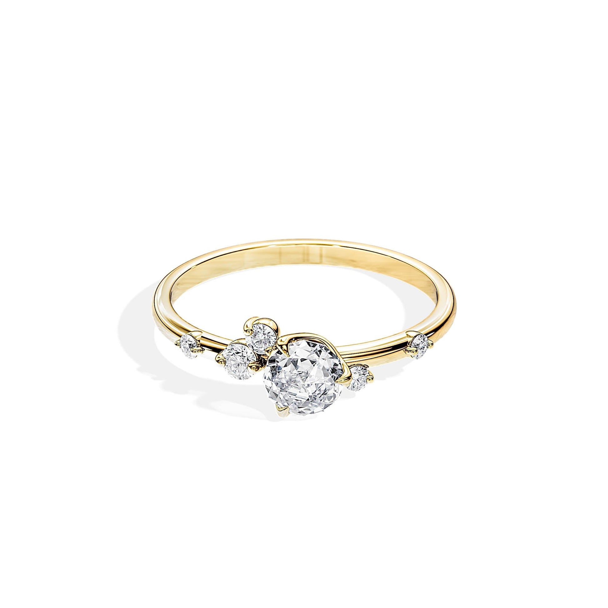 Yellow Gold Round Solitaire Diamond Engagement Ring