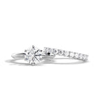 Classic Round Solitaire Diamond Engagement Ring & Half-Eternity Wedding Band Set in White Gold