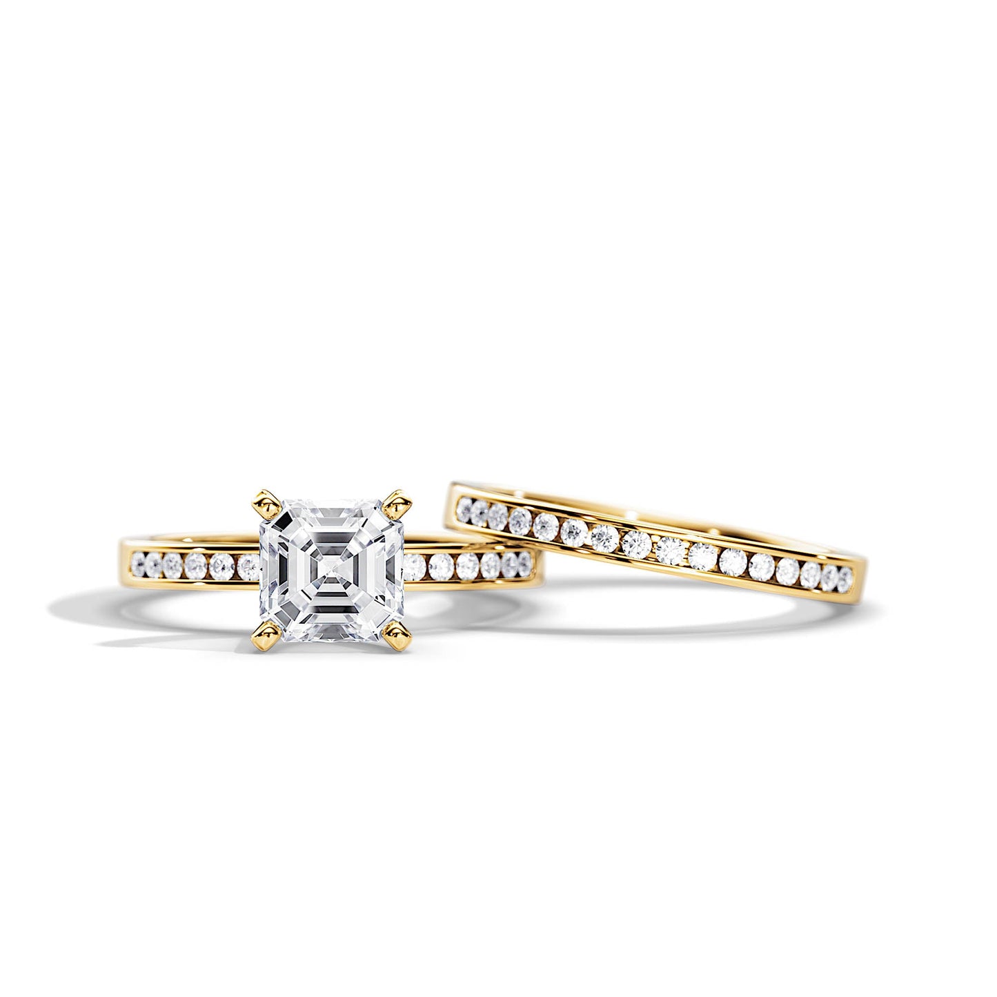 Elegant Asscher Cut Engagement Ring with Diamond Band