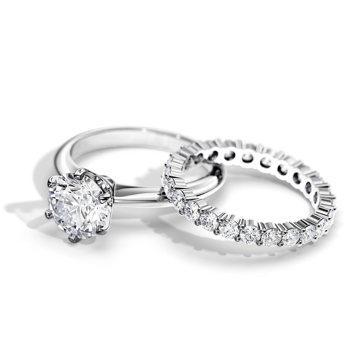 Classic Round Brilliant Diamond Ring With Matching Band