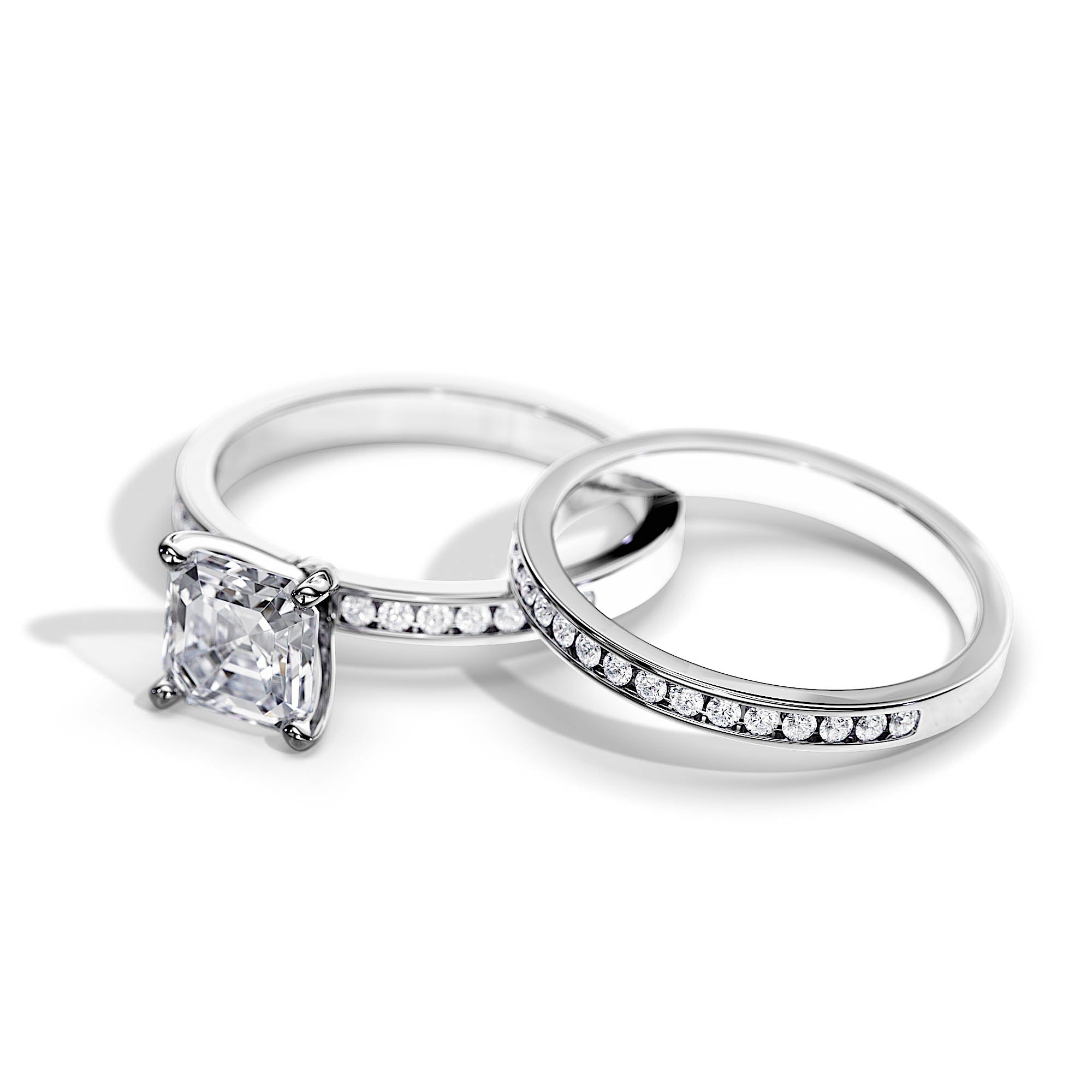 Elegant Asscher Cut Engagement Ring with Diamond Band
