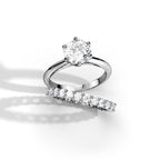 Classic Round Solitaire Diamond Engagement Ring & Half-Eternity Wedding Band Set in White Gold
