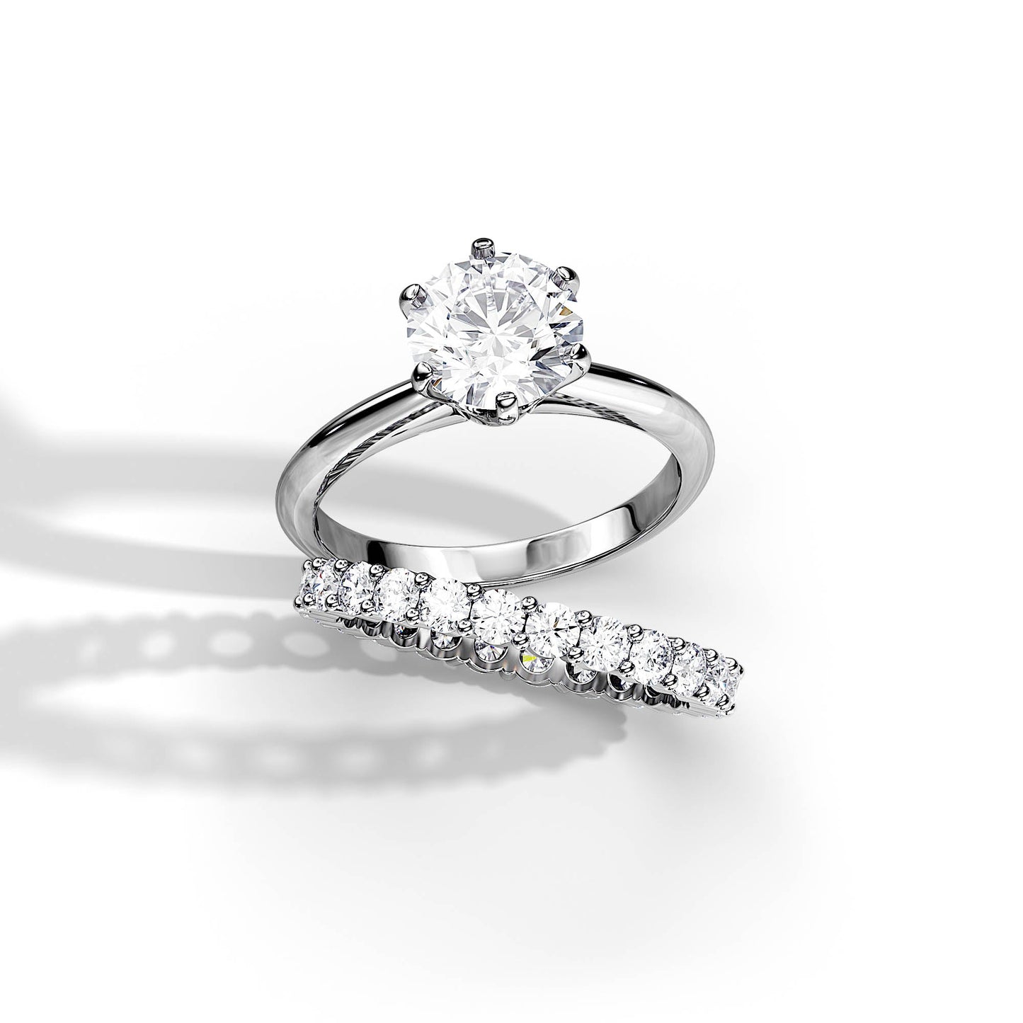 Classic Round Brilliant Diamond Ring With Matching Band