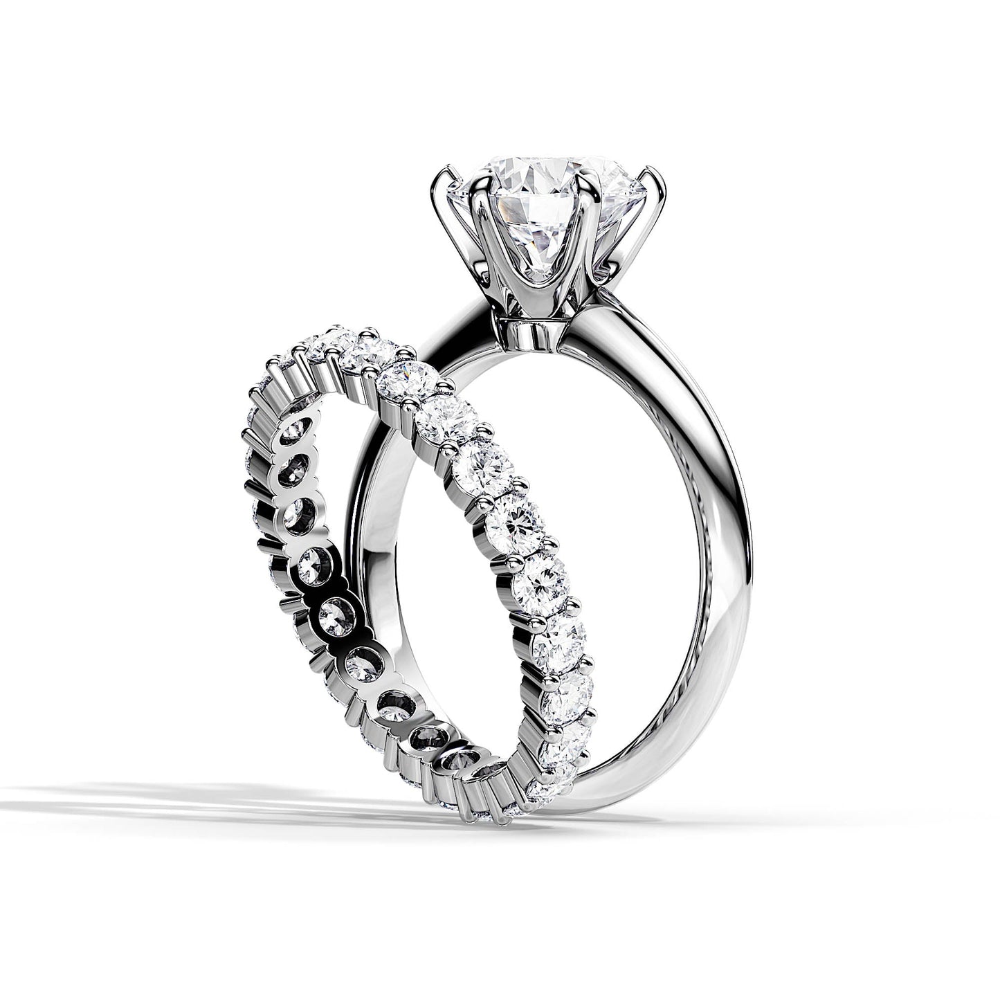 Classic Round Brilliant Diamond Ring With Matching Band