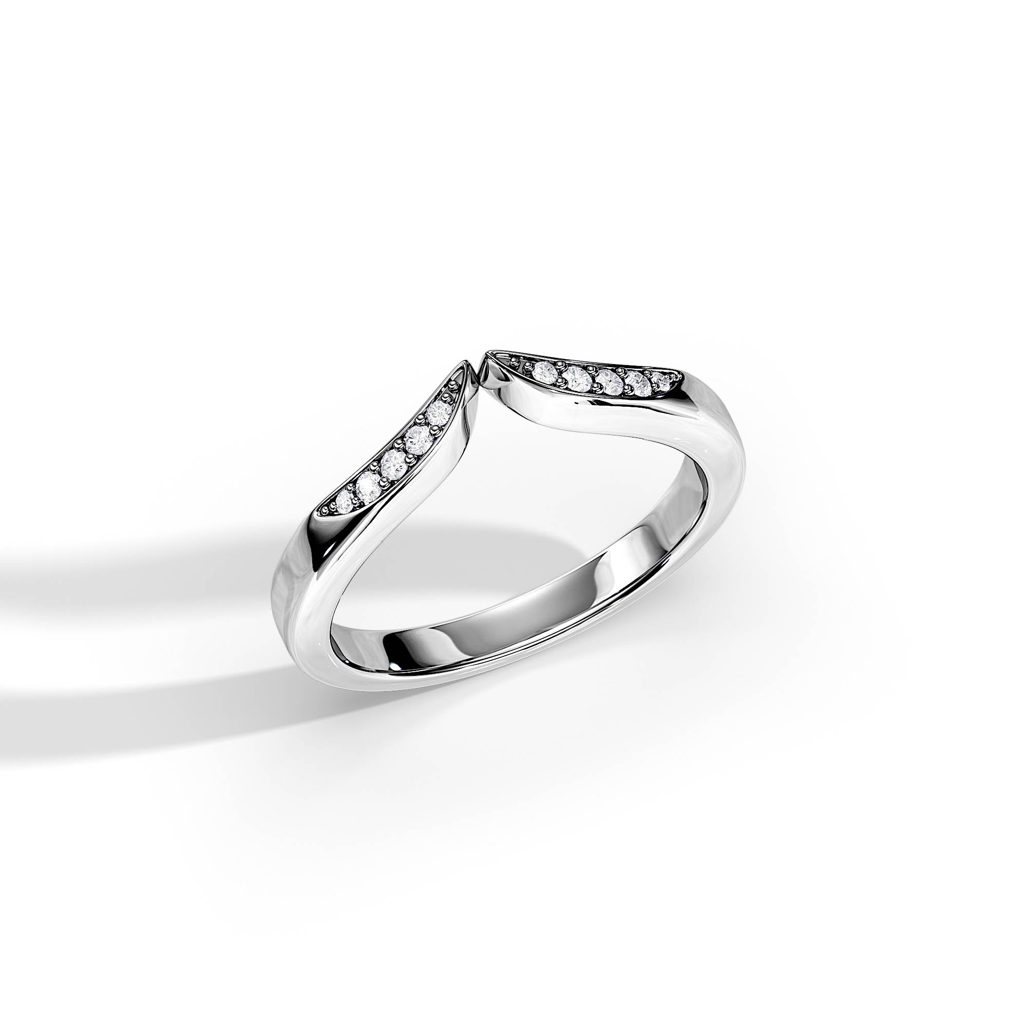 Krishnavii Curved Diamond Ring 14K & 18K Gold | Rose Gold, White Gold, Yellow Gold | Elegant Stackable Wedding Band for Women